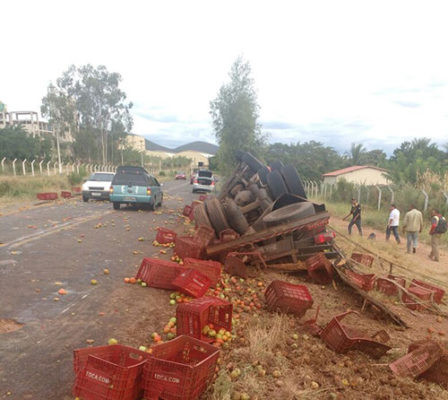 Caminhão carregado de tomate tomba na Ba – 142, entre Tanhaçu ... - Mídia Bahia