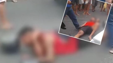 Bandido na via publica da Liberdade após ser baleado