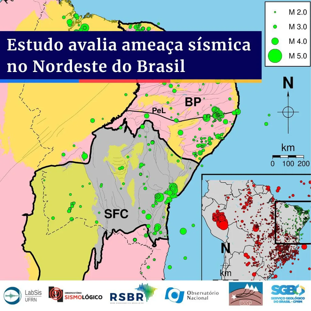 Estudo que indicou risco de fortes terremotos no Nordeste do Brasil
