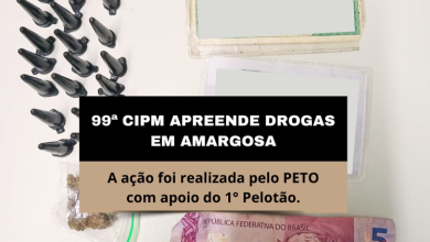 Drogas apreendidas pela polícia em Amargosa.