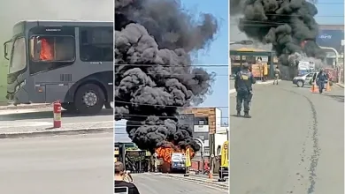 Ônibus pega fogo em Barreiras